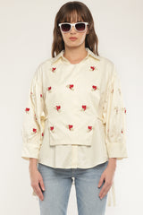 Sleeve embroidered shirt with overlay