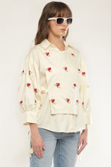 Sleeve embroidered shirt with overlay