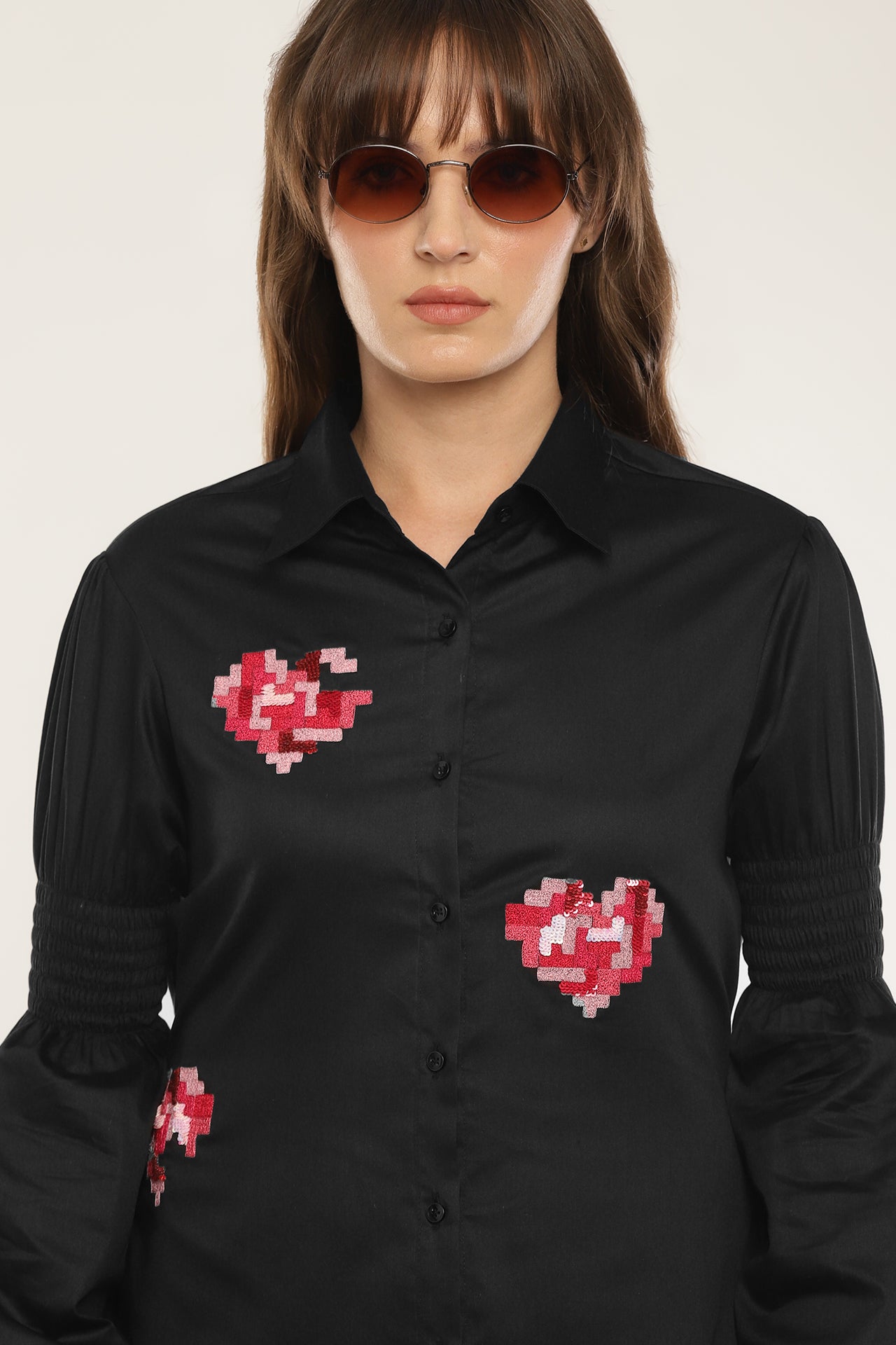 Heart patched shirt