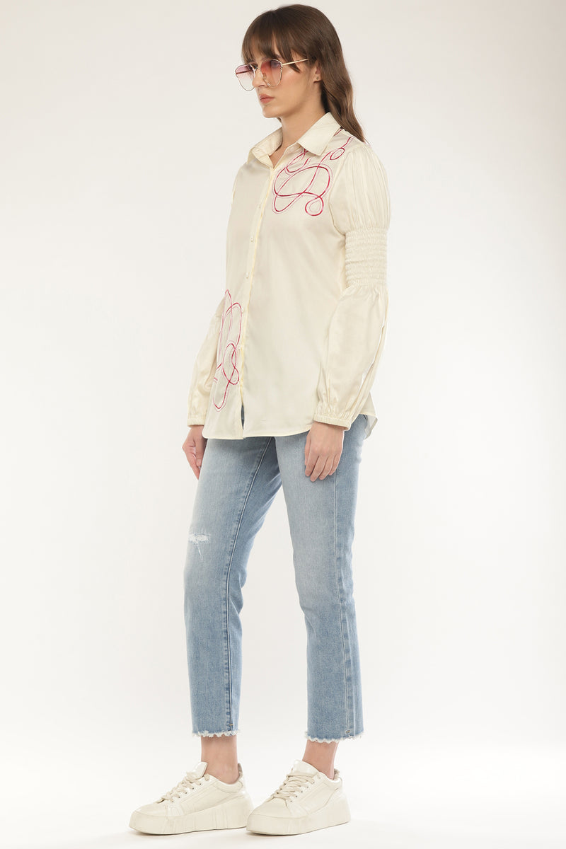 Abstract embroidered shirt