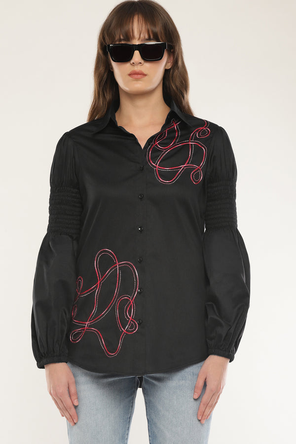 Abstract embroidered shirt