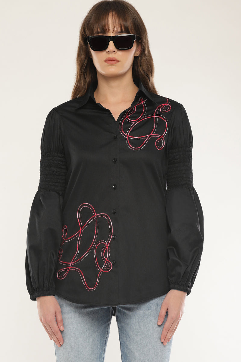 Abstract embroidered shirt