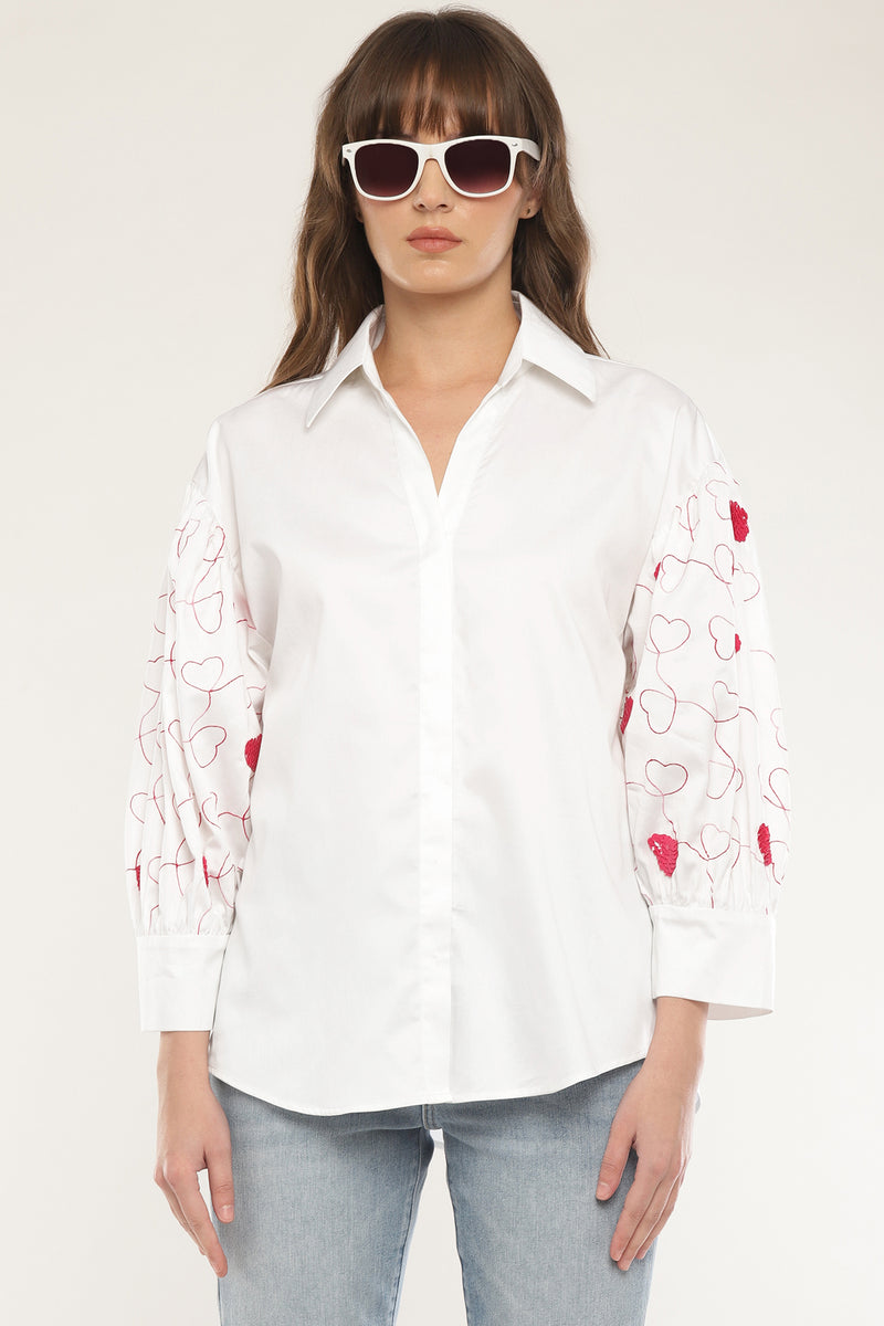 Sleeve embroidered shirt