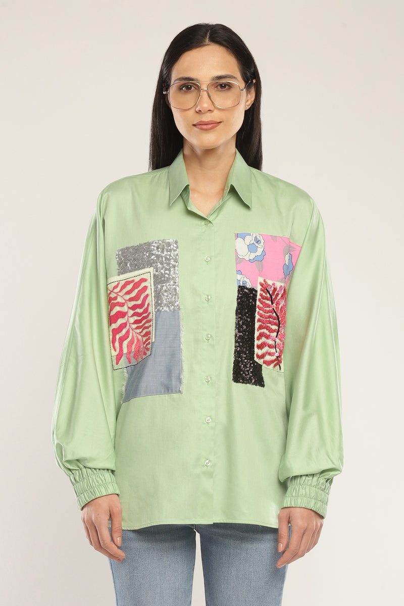 Leaflet Patchwork Shirt