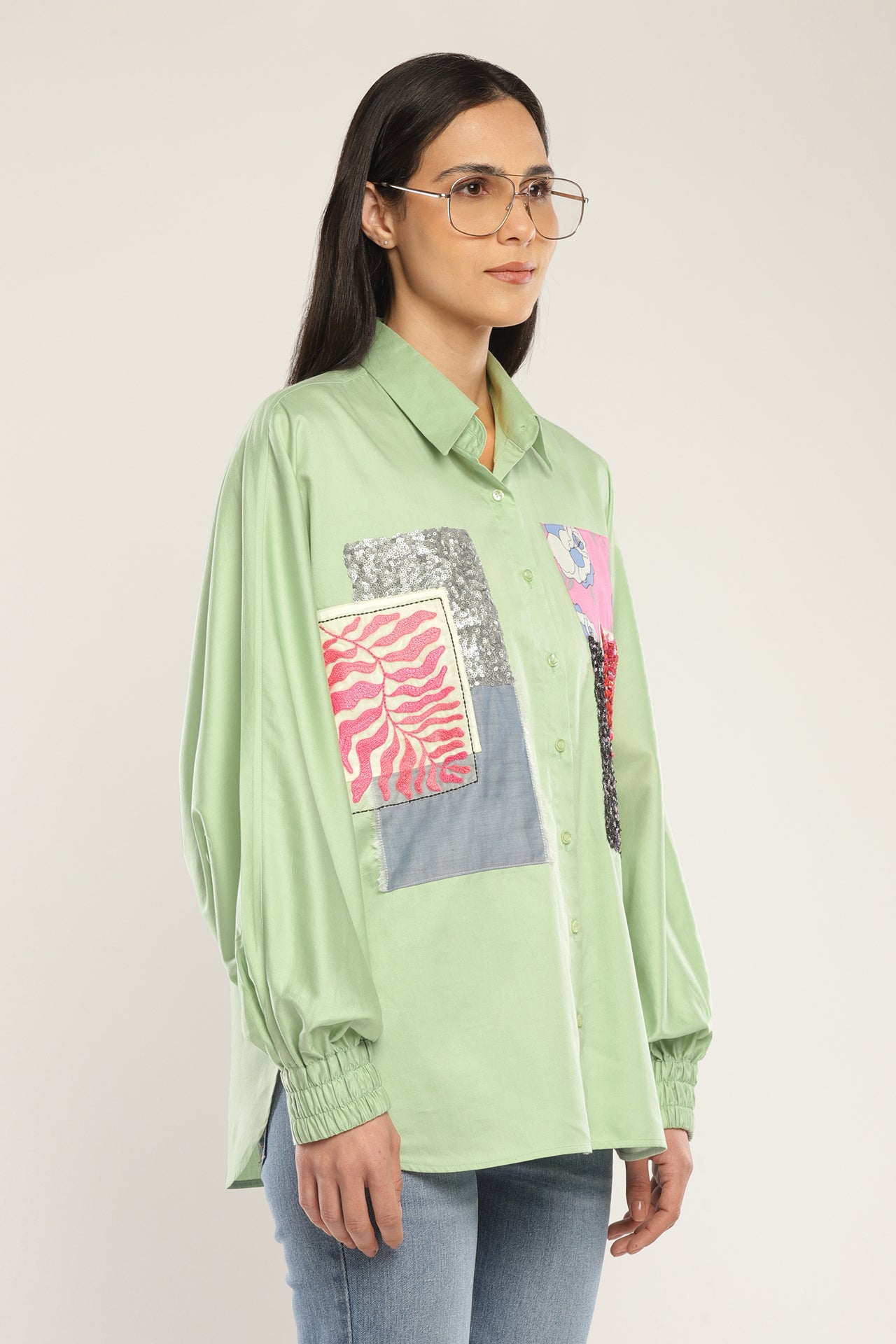 Leaflet Patchwork Shirt