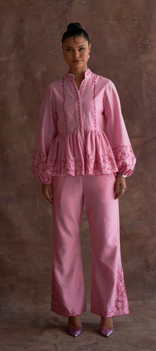 Peplum Co-ord Set - Candy Pink