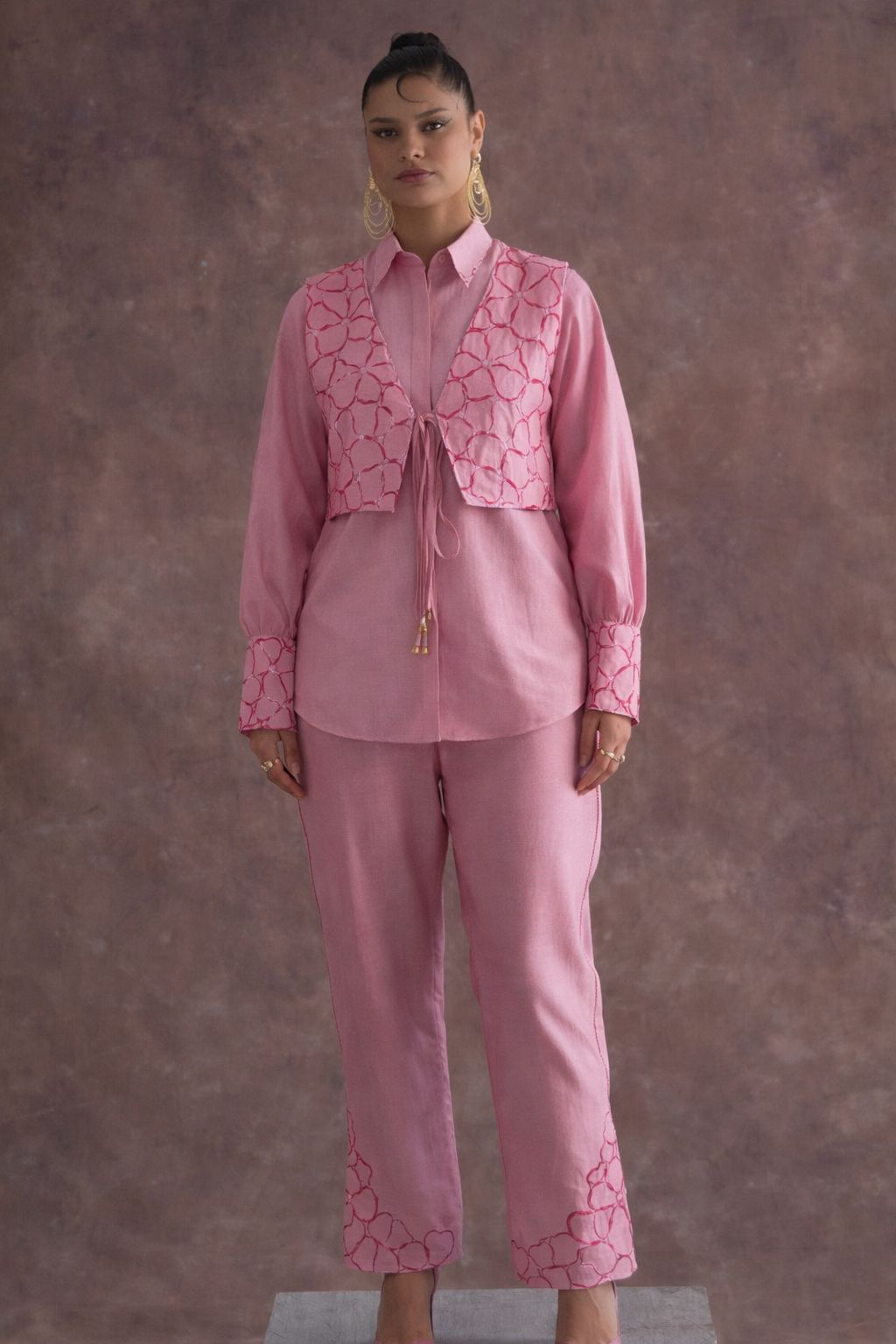 Gilet Co-ord Set - Candy Pink