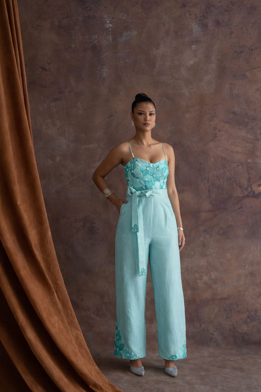 Corset Jumpsuit - Aqua Ice