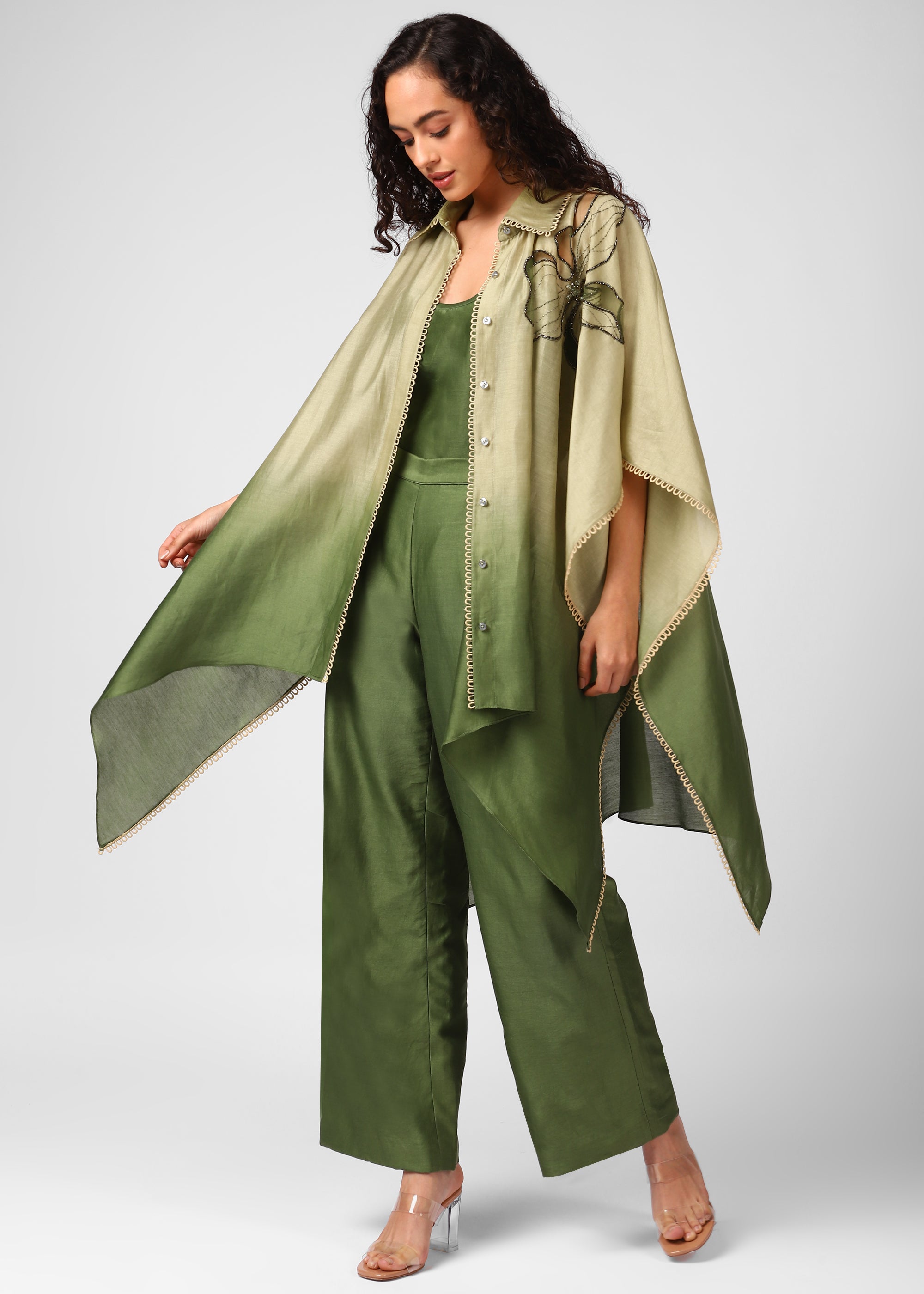 Olive night cape set