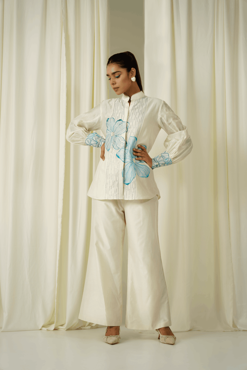 Ivory Centre Embroidered Pannel Co-ord Set