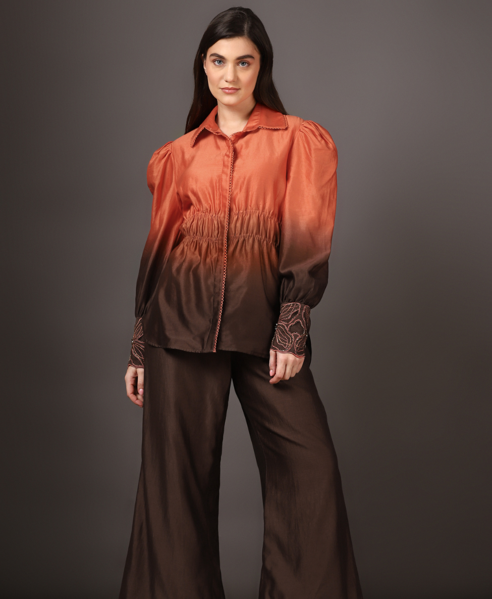 Elasted high low shirt with pant