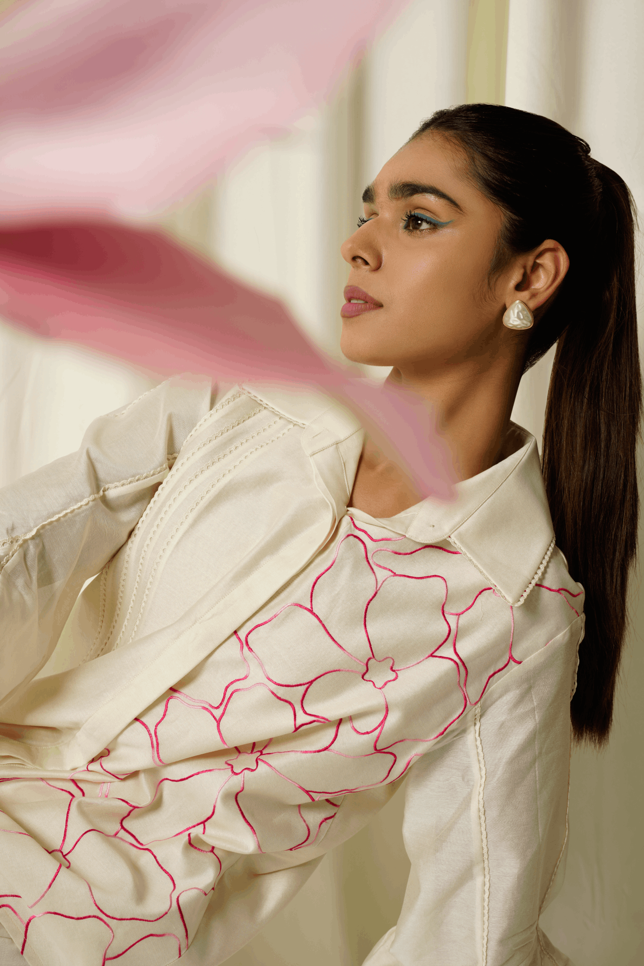 Ivory Half & Half Embroidered Co-ord